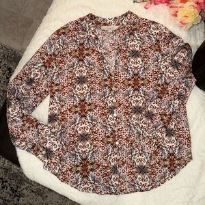 3 x 20$ LOFT Red and Blue Patterned Button Down Shirt Size XS